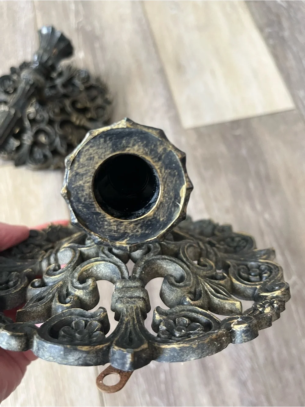 Vintage Homco Black and Gold Ornate Wall Hook Pair